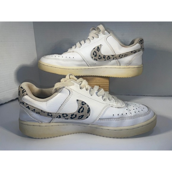Nike Court Vision Women's 8 DD9665-100 Leopard Print White Casual Sneakers Shoes - Picture 2 of 8